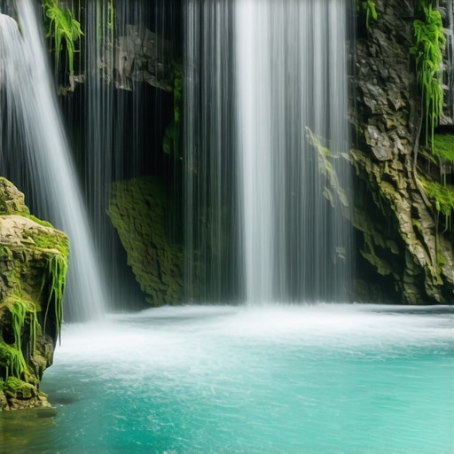 Vodopad Lisine u rano jutro bez turista sa tirkiznom vodom i mahovinom