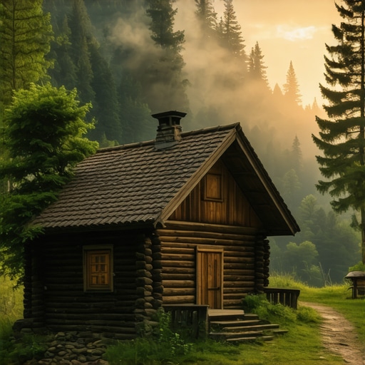 Autentična brvnara na Tari 2026 Drvena brvnara u šumi na planini Tari sa dimom iz odžaka