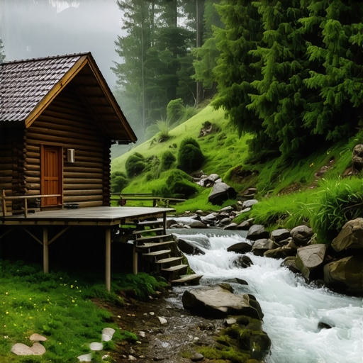 Autentična drvena kućica uz Vrnjačku reku Drvena brvnara u šumi pored reke u Vrnjačkoj Banji