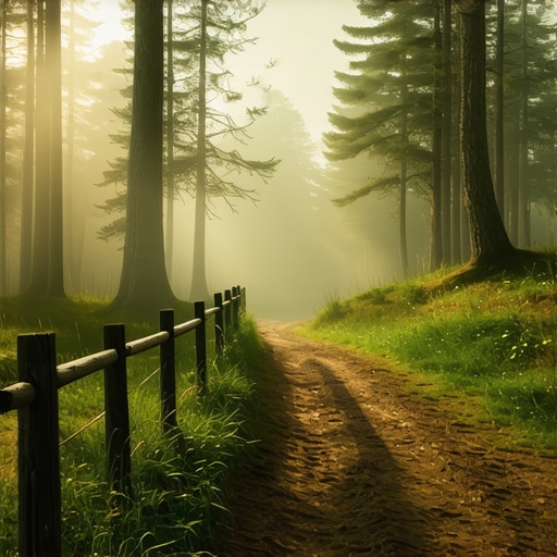 Staza kroz borovu šumu na Zlatiboru u magli