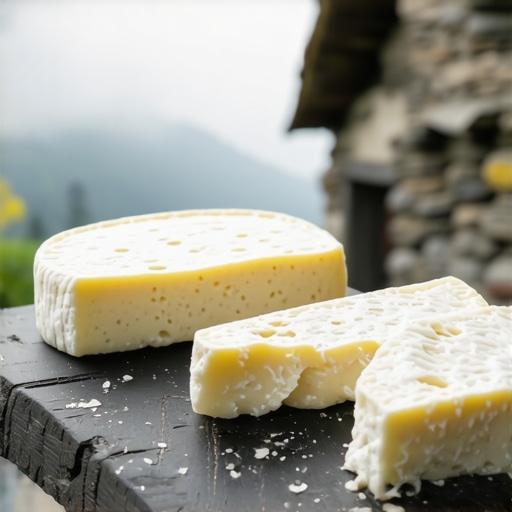 Autentični divčibarski sir bez aditiva Tradicionalni domaći sir na drvenoj dasci sa planinom u pozadini