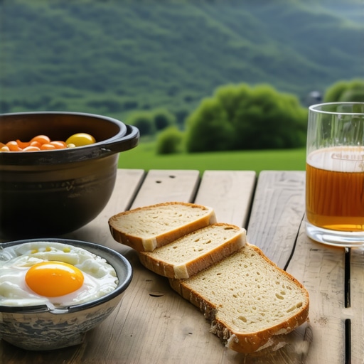 Domaći doručak sa kajmakom i hlebom na selu u Srbiji