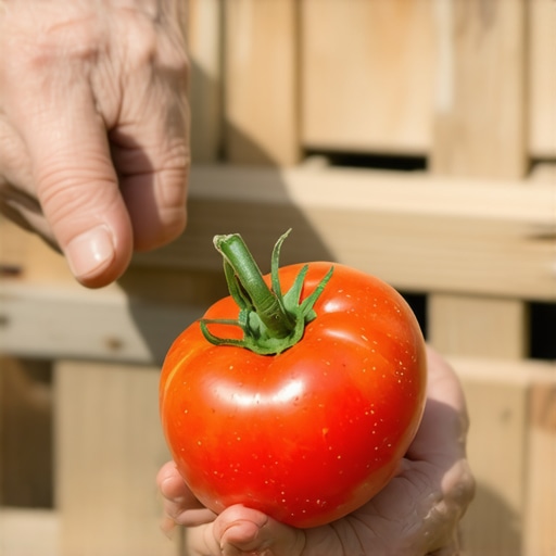Close-up of hands harvesting organic tomatoes on a farm