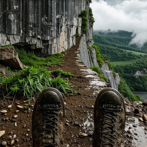 Blatnjava staza ka vidikovcu Molitva Uvac Realno stanje staze na Uvcu prekrivene blatom i klizavim krečnjakom