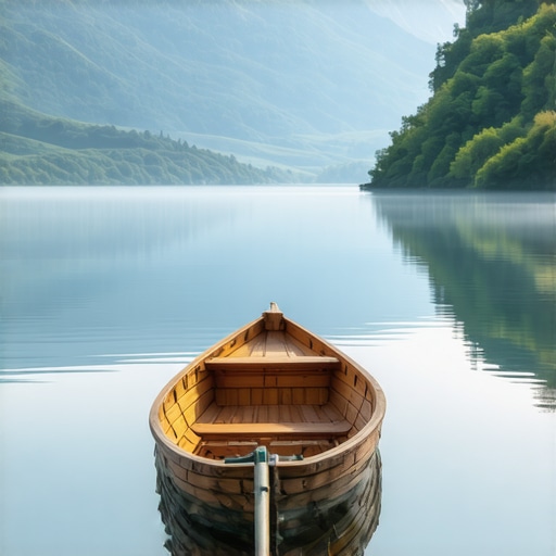 Čamac na Bovanskom jezeru u rano jutro