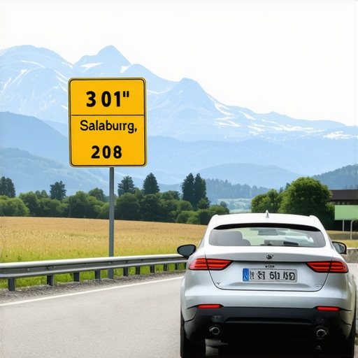 Driving to Bavaria from Serbia 2026 Car on a highway in Bavaria with Alpine mountains in the background