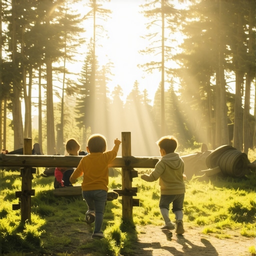 Drveno igralište u borovoj šumi Zlatibora Besplatno drveno igralište za decu u mirnoj zoni Zlatibora okruženo borovima