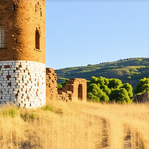 Ostaci antičke rimske palate Feliks Romulijana u Gamzigradu, Srbija, sa kulama i zidinama pod vedrim nebom.