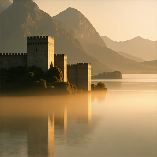 Fotografija Golubačke tvrđave na Dunavu bez gužve u ranim jutarnjim satima