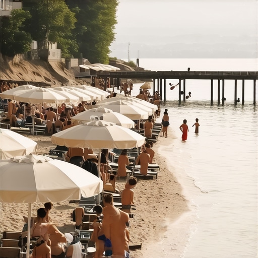 Srebrno jezero plaža ležaljke i mutna voda leto 2026