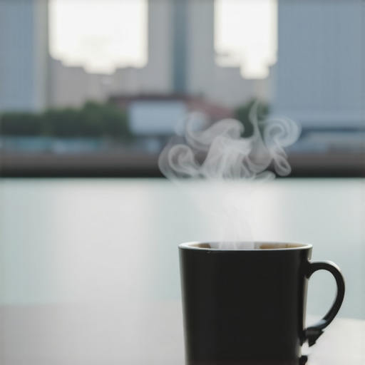 Kafa na Savskoj promenadi bez prevare Espreso kafa pored reke Save sa staklenim kulama u pozadini