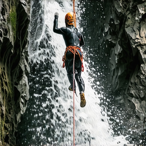 Instruktor kanjoninga se spušta niz vodopad u Srbiji sa profesionalnom opremom