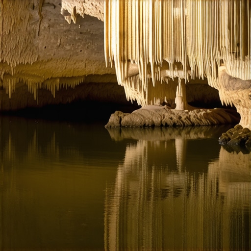 Unutrašnjost Rajkove pećine sa kristalnim formacijama i klizavom stazom