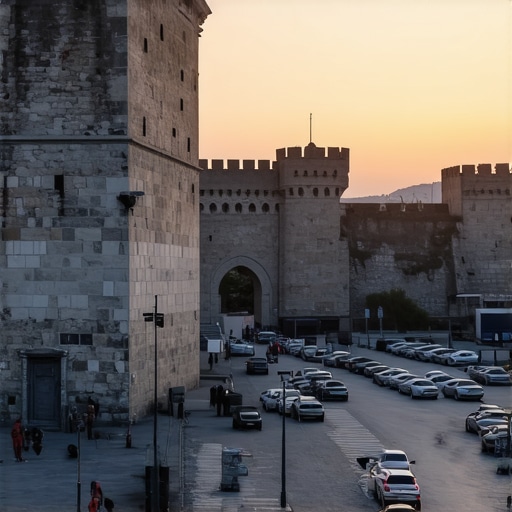 Nis Fortress Parking and Entrance 2026 Nis Fortress stone walls and parking area in Niš Serbia