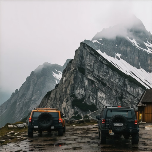 Blatnjavi parking i planinski vrh Stol u magli