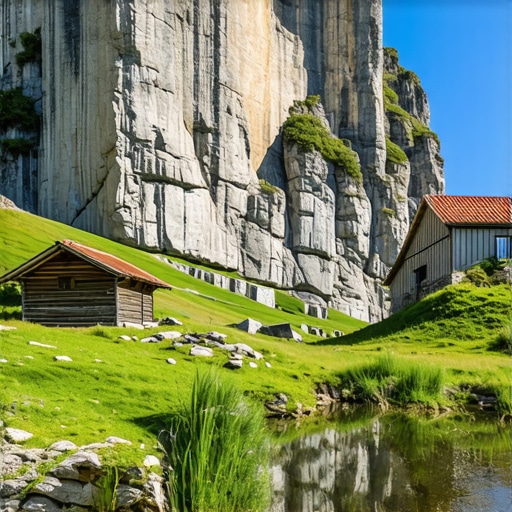 Pogled na planinu Stol i planinarski dom u podnožju