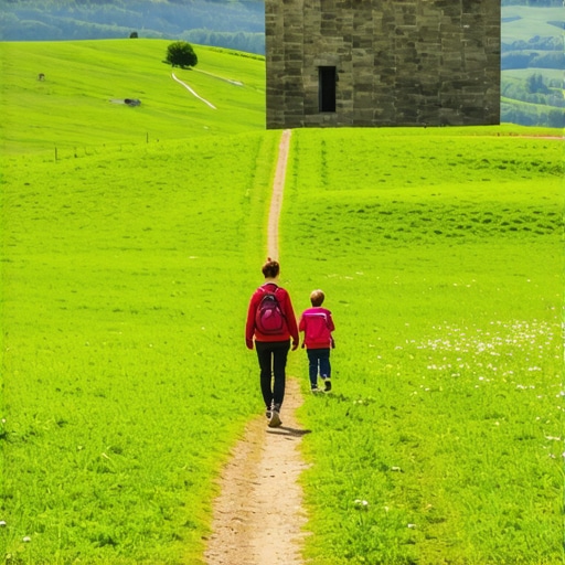 Porodica sa decom šeta stazom ka spomeniku na Kosmaju