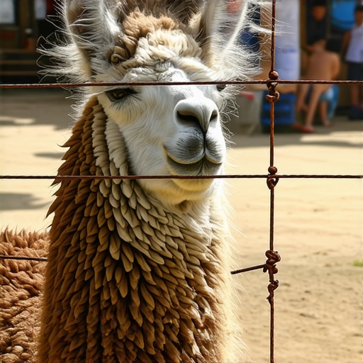 Lama u kavezu na privatnom ranču