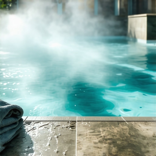 Unutrašnji bazen sa parom i detaljima koji ukazuju na loše održavanje