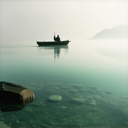 Maglovit pejzaž reke Drine sa ribolovcima u zoru