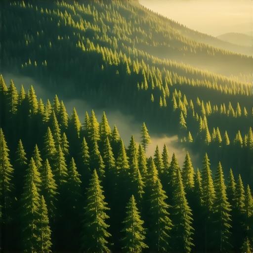 Pogled iz vazduha na drvene kolibe i gustu četinarsku šumu na planini Zlatar u Srbiji