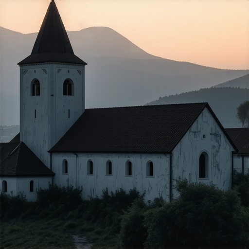 Pogled na manastir Studenica podno planine Radočelo u rano jutro