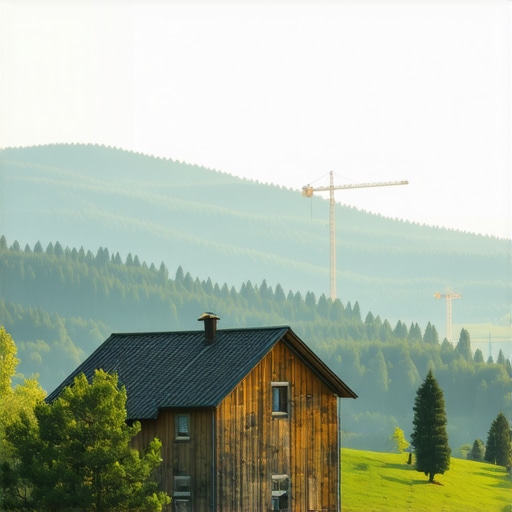 Drvena kuća u selu Rudine pored Zlatibora sa pogledom na planinske pašnjake