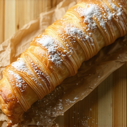 Tradicionalni domaći salčići sa džemom Slojeviti tradicionalni salčići posuti šećerom u prahu na drvenom stolu