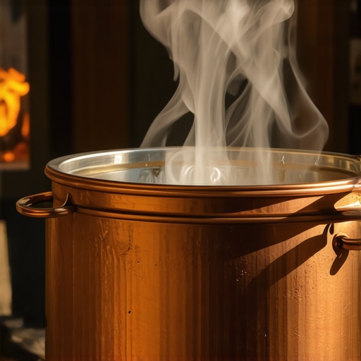Bakarni kazan za pečenje rakije na drva u rustičnom domaćinstvu