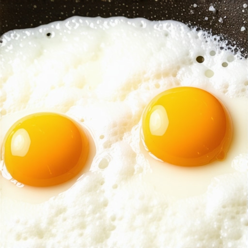 Traditional Serbian rural breakfast eggs fried in lard Authentic rural breakfast eggs sizzling in lard on a cast iron pan in a Serbian village house.