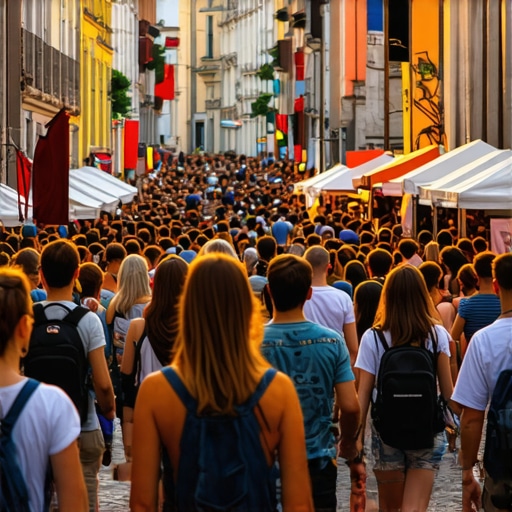 Gužva na ulicama Novog Sada tokom festivala Exit
