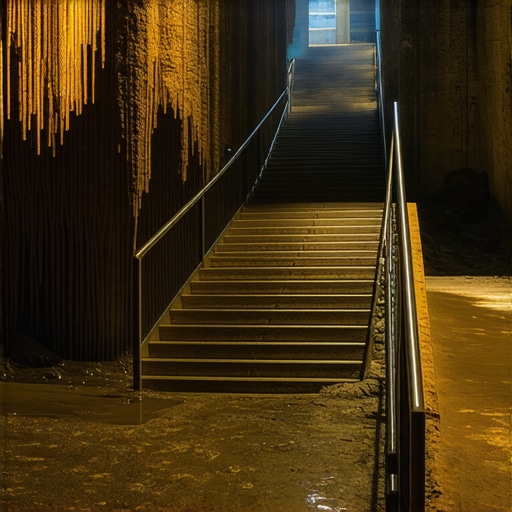 Mračne dvorane Resavske pećine sa osvetljenim stalaktitima i vlažnim putem