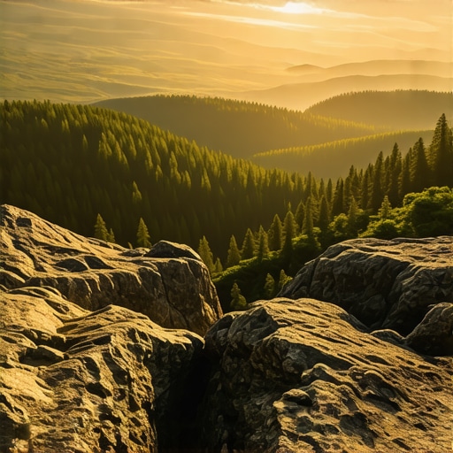 Pogled sa vidikovca Crni Vrh na planini Divčibare u ranim jutarnjim satima sa maglom u dolini