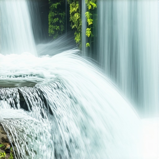 Moćni vodopad Veliki Buk u Lisinama sa detaljima krečnjačkih stena i magle