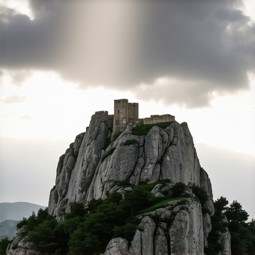 Oštri vulkanski vrh Ostrovica sa ostacima srednjovekovne tvrđave despota Đurđa Brankovića na planini Rudnik