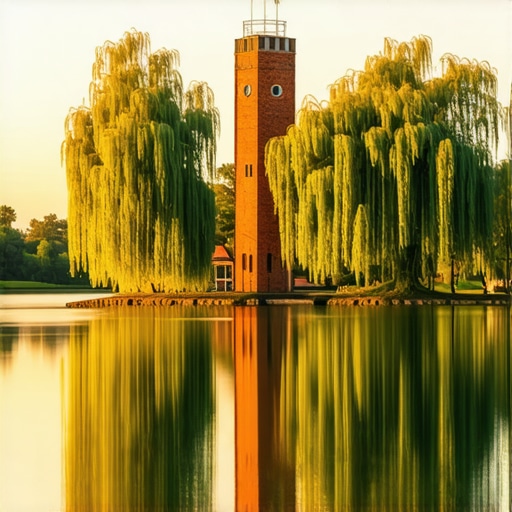 Art Nouveau arhitektura Vodotornja na Paliću tokom zalaska sunca