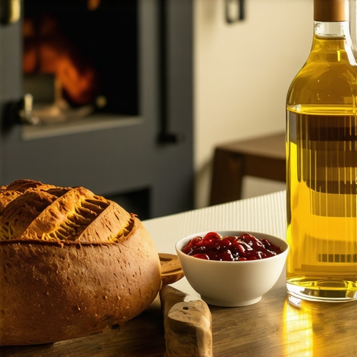 Tradicionalni doručak sa domaćim hlebom, džemom i kajmakom na drvenom stolu u selu