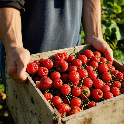 Autentična berba na srpskim poljima Ruke berača drže drvenu gajbu sa organskim voćem i povrćem na farmi u Srbiji