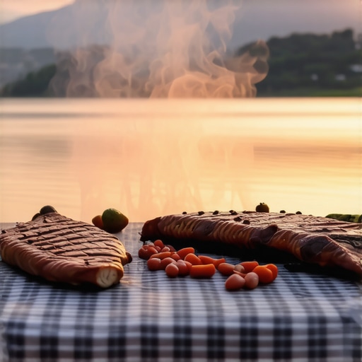 Tradicionalni roštilj na drva pored jezera