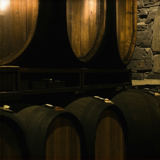 Unutrašnjost starog vinskog podruma na Fruškoj gori sa drvenim buradima