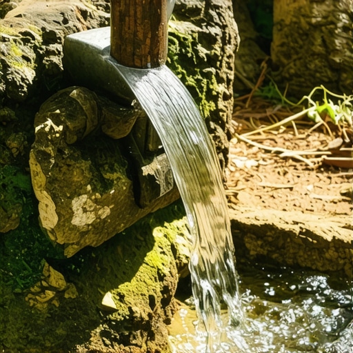 Kamenita česma mineralnog izvora obrasla mahovinom u šumi