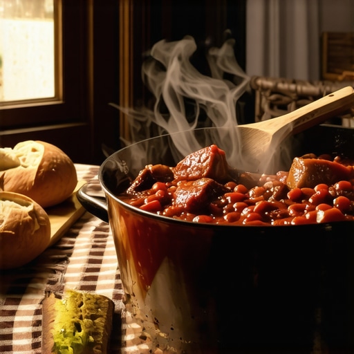 Tradicionalno jelo perkelt u bakarnom loncu na drvenom stolu sa kariranim stolnjakom