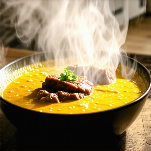 Autentični vojvođanski rinflajš na starinski način Tanjir sa rinflajšom, goveđim mesom i sosom na drvenom stolu