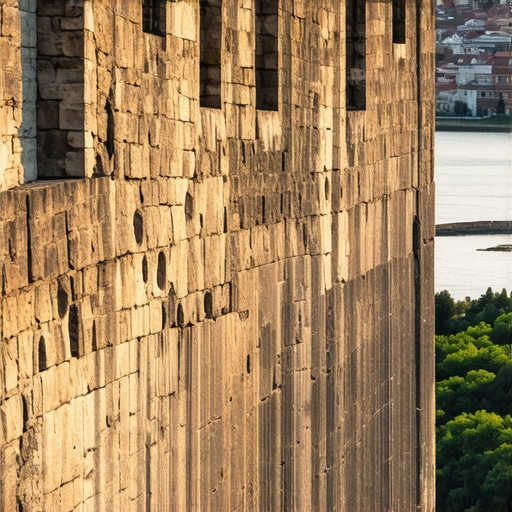 Pogled na zidine Kalemegdana i ušće reka bez turista u zlatni sat
