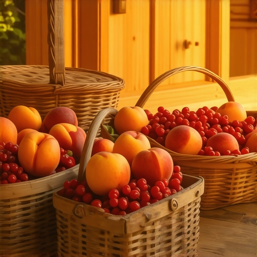 Berba organskog voća u Srbiji 2026 Korpe sa svežim voćem na organskoj farmi u Srbiji