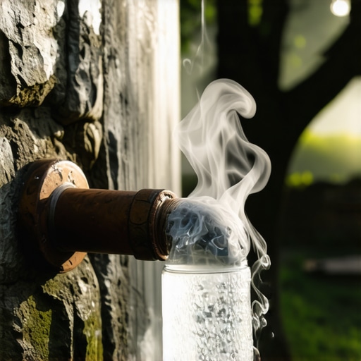 Stara cev sa mineralnom vodom u parku Sokobanja sa parom koja se diže