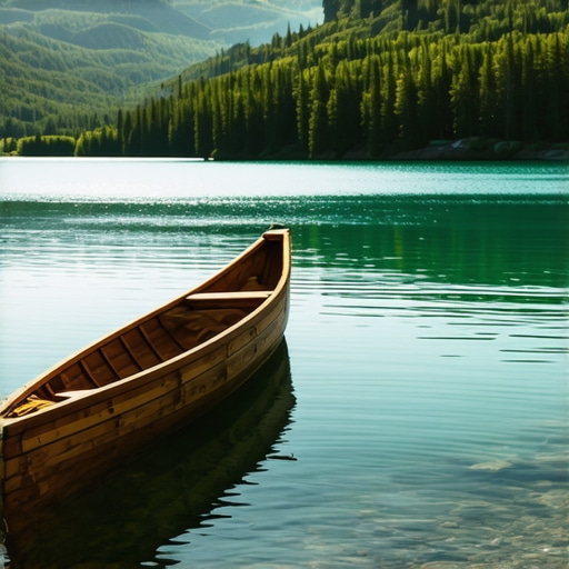 Bovansko jezero panorama sa kajakom na obali u sumrak