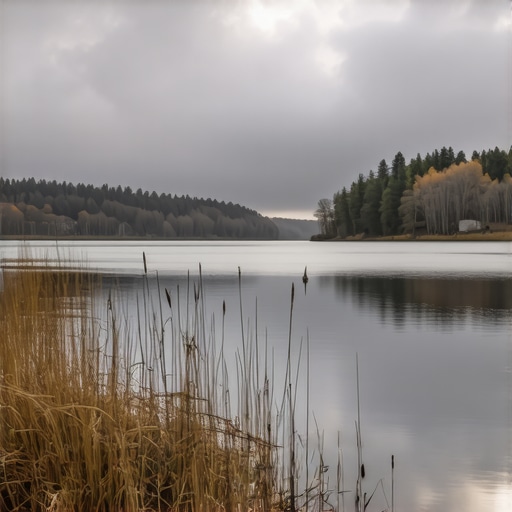 Pogled na sivo Bovansko jezero i branu tokom hladnog dana van sezone