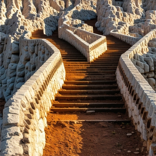 Đavolja Varoš drveno stepenište i figure Pogled na drvene staze i kamene figure Đavolje Varoši u rano jutro