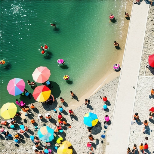 Gužva na plaži Gradskog jezera u Beloj Crkvi sa decom i suncobranima